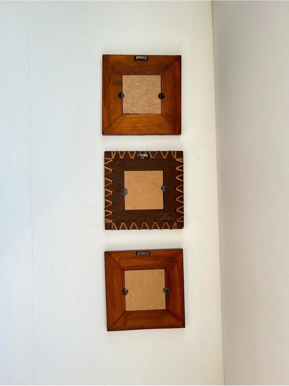 Vintage wall mirror set wood bamboo MCM